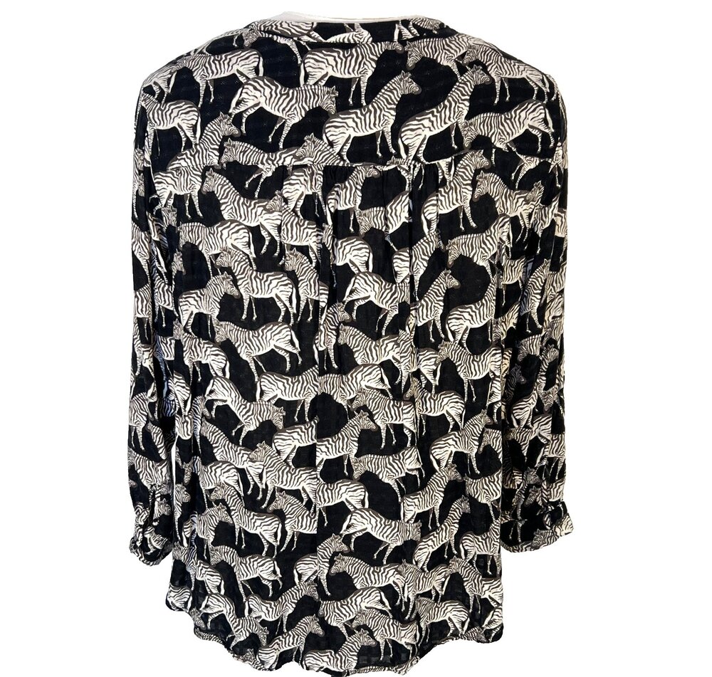 Jane Delancey Blouse Tunic Womens 3X Black White Zebras Henley Neck - Picture 6 of 12